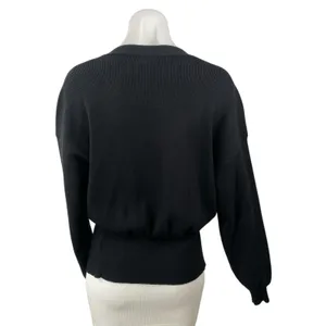 Commense Women's Black Gold Button Knit Long Sleeve Cardigan Sweater Top Size XS thumbnail 4