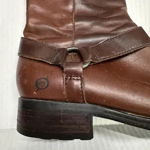 Born Riding Boots Womens 7.5 Brown Leather Knee High Zip Strap Block Heel W62417 thumbnail 2