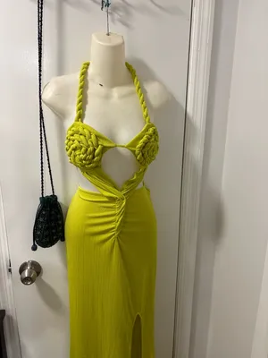 Chartreuse green strappy maxi dress thumbnail 7