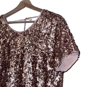 Abercrombie and Fitch Top S Rose Gold Sequins Tie Open Back Boxy‎ thumbnail 11