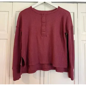 SO mauze cozy thermal waffle knit Henley xs thumbnail 3