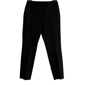 Zara Slim Straight Mid Rise Ankle Cropped Trouser Flat Front Pockets M Black thumbnail 12