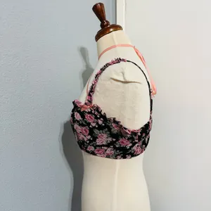 Cider Women‎ Floral Black and Pink Spaguetti straps Cropped Tank Top Size S thumbnail 7