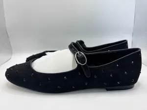 J.Crew Black Studded Mary Jane Ballet Flats Rhinestone Goth Coquette Punk Chic Size 8 thumbnail 2