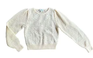 & Other Stories Ivory Crochet Knit Wool Sweater Size XS thumbnail 2