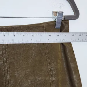 Free People Distressed Brown Faux Leather Mini Skirt Size 4 thumbnail 7