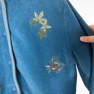 Vintage Cherokee Womens Size Large Embroidered Christmas Cottagecore Jacket Blue thumbnail 4