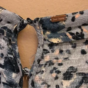 Free People All the Right Ruffles Wrap Romper‎ Blueberry Blue Medium thumbnail 4