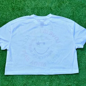 SMILEY WORLD Crop Top T Shirt White Graphic Tee thumbnail 6