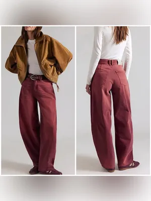 NWT Free People We The Free Bodie Arc Jeans - sangria pink red - 27 thumbnail 2