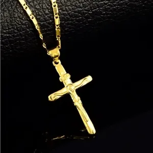 NEW 24k Yellow Gold Vermeil Crucifix Cross Pendant Necklace,‎ 16-18” thumbnail 6