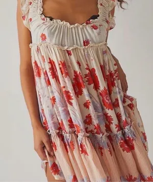 🌸‎ Free People Intimately Bali Wild Slip Ruffle Dress Small ✨🤍 thumbnail 1