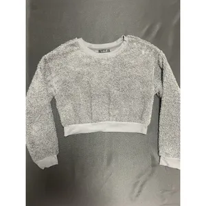 gray fuzzy cropped crewneck sweatshirt‎ Size M thumbnail 4