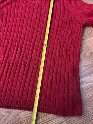 St.John's Bay Red Cable-Knit Crewneck Sweater Size Medium thumbnail 4