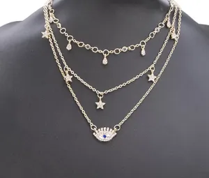 Bohemian Multi Layer Pendant Necklace Blue thumbnail 3