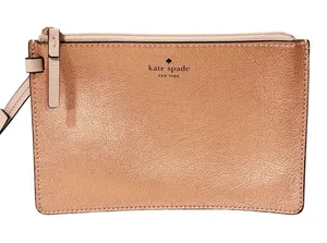 Kate Spade Rose Gold Wristlet Pouch Clutch Zip Top thumbnail 1