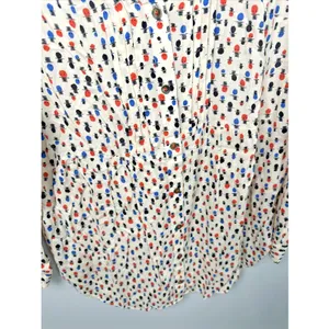 Maeve Anthropologie 12 Womens Top Lightweight Long Sleeve Button V-Neck Tab‎ thumbnail 6