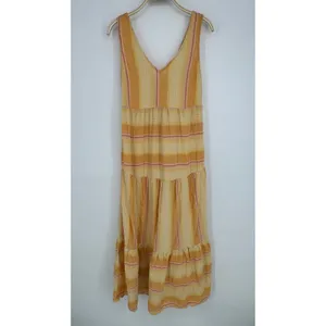 L*Space Clara Dress Small Yellow Striped Boho Tiered Maxi‎ Beach Coverup Summer thumbnail 6