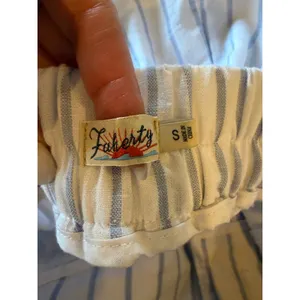 Faherty Malibu Linen Pant Women Small Blue White Stripe Lagenlook Preppy Coastal thumbnail 7