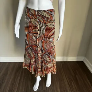 Dana Buchman Tribal Asymmetrical Silk Midi Skirt Size 10 thumbnail 3