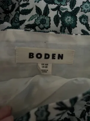 Boden Linen Blend Green White Floral Dress thumbnail 4