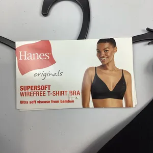 Hanes Originals Supersoft Wirefree T-Shirt Bra Black Large NEW! thumbnail 4