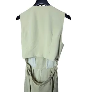 Cider Womens Light Green Vest Style Wide‎ Leg Jumpsuit Back Cutout Size L thumbnail 7
