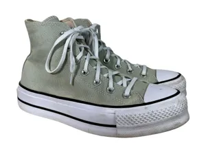 Converse Women's Light Green High Top Lace Up Canvas Sneakers 7.5 Casual Summer thumbnail 1