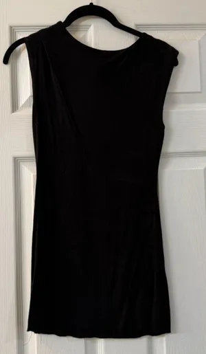 Anthropologie PILCRO Twist Front Cut Out Black Knit Top Size Small thumbnail 1