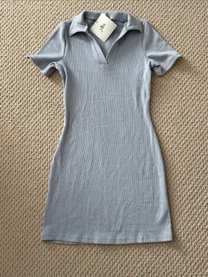 Hey Babe from Yellow the Label YLLW Size Small Pale Blue Collared Mini Dress NWT thumbnail 1