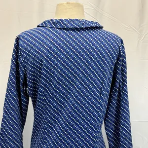 J. McLaughlin Catalina Jaclyn Dress M 3/4 Sleeve Ruffle Neck Tie Blue Stretch thumbnail 5