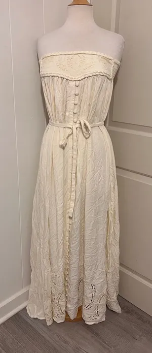 Fillyboo‎ Zippora Cream Maxi Strapless Eyelet Maternity Dress Fairy Bohemian thumbnail 1
