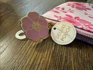 Luxe Pink Floral Cosmetic Bag - Light Pink with Hot Pink Flowers thumbnail 3