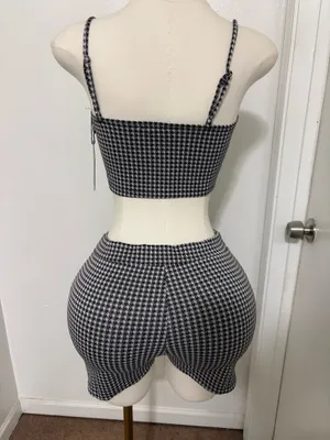 Large Houndstooth crop top and skirt set Multiple thumbnail 2
