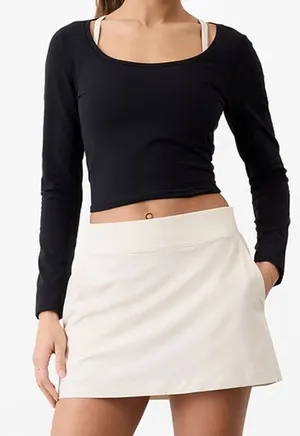 Athleta Brooklyn Pull On Golf Tennis 13.5" Mini Skort Bone Khaki Cream 8 thumbnail 1
