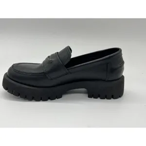 Steve Madden Shoes Womens Size 7 Black Leather Lawrance Loafers Chunky Lug Sole thumbnail 6