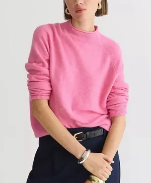J. Crew Petunia Pink Super Soft Yarn Rollneck Sweater Size Large thumbnail 1