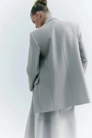 ZARA oversize blazer casual suit relaxed boyfriend mom suit jacket thumbnail 2