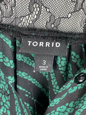 Torrid Georgette Lace Trim Drop Leopard Green Print Long Sleeve Blouse Size 3X thumbnail 6