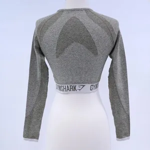 Gymshark Flex Long Sleeve Crop Top Shirt Seamless Light Olive S thumbnail 4