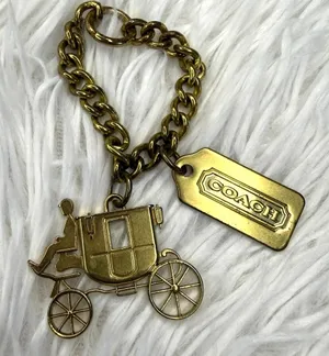 Vintage COACH y2k Carriage Brass Hangtag Bag Charm Key Fob thumbnail 1