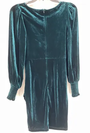 Unbranded Teal Green Velvet Puff Sleeve Wrap Tulip Mini Dress Small thumbnail 1