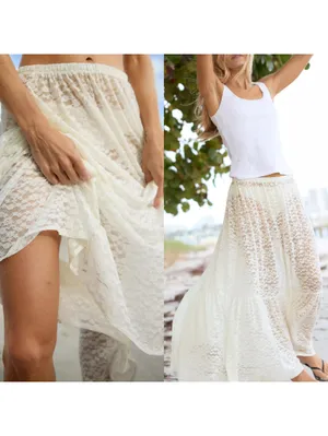 AE Aerie Tiered Lace Maxi Skirt American Eagle True NWT Soft Muslin Medium thumbnail 5