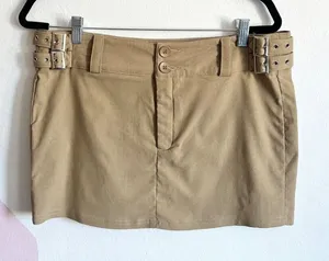 Beige Micro Mini Skirt, Minimalist, Bimbo, Preppy, Retro, Feminine,‎ Y2K, Large thumbnail 1