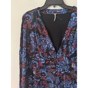 Free People Dark Floral Empire Waist Mini Dress Size 4 thumbnail 3