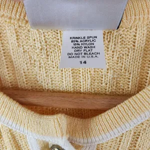 Mita Cable Knit Cardigan Vintage Long Sleeve Gold Buttons 80s Size 14 Yellow thumbnail 4