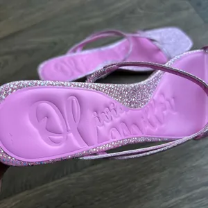 Olivia Miller Angelic Glitter Pink Strappy Kitten Heel Sandal Size 8 thumbnail 9