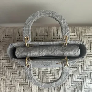 Christian Dior Lady D-Lite Bag Cannage Embroidered Canvas Medium thumbnail 5
