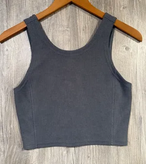 Lululemon Ribbed Softstreme Crop Top Blue Gray Loungewear Athleisure Size 4 thumbnail 1