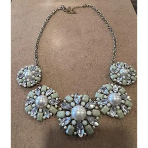 Vintage Necklace Statement Round Faux Pearl Gold Tone thumbnail 4